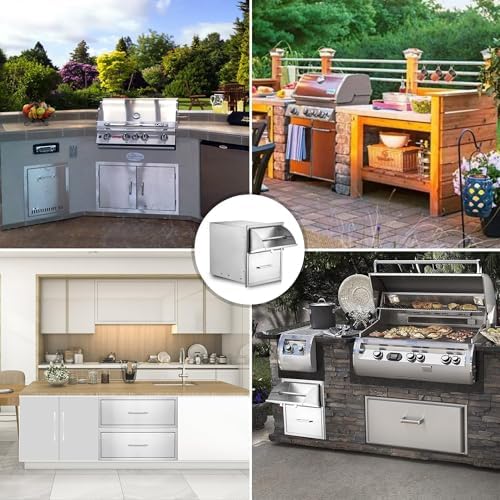 17W x 21H Outdoor Kitchen Drawer with Paper Towel Holder, Stainless Steel - Image 6