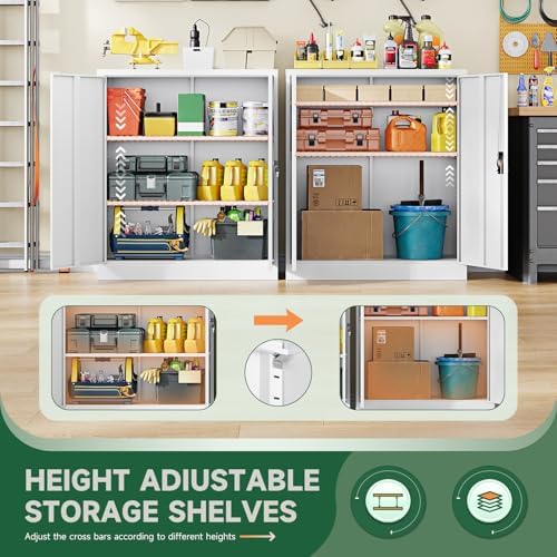 Letaya Metal Storage Cabinets with Lock Door,2 Adjustable Shelves Organizer Steel Storage Cabinets for Home,Office,Warehouse,Garage,Employee Lockers(White) - Image 6