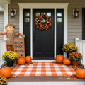 MUBIN Fall Decor Cotton Buffalo Plaid Rug, 3' x 5' Orange White Outdoor Rug Front Door Decorative Mat, Washable Halloween Doormat Foldable Area Rug Layered Door Mats Rug for Front Porch, Entryway by MUBIN
