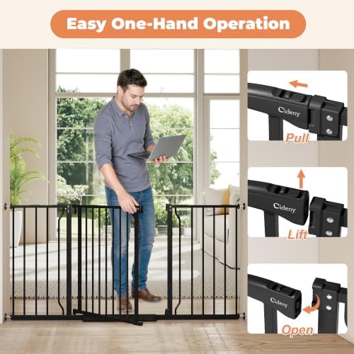 29"-58" Extra Wide Baby Gate, No Drilling Auto Close Dog Gate, Black - Image 4