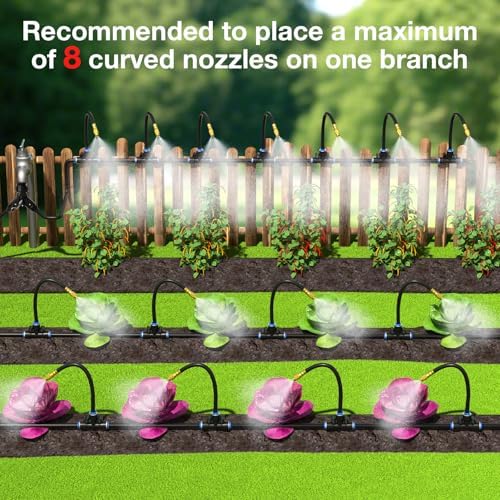 MIXC 1/4" Drip Irrigation System, Adjustable Copper Nozzles (7.8ft Rod Length, 12pcs nozzles and connectors,NO Water Pipe) - Image 5