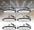 6 Pack UFO High Bay LED Shop Lights 200W, 21000 LM, 5000K, AC110-277V by GGTH