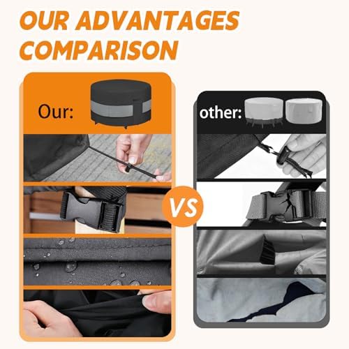 Round Patio Furniture Cover Black&Grey for 42 D x 28 H Inch - Image 5
