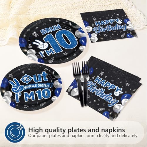 96 Pcs Bruh 10th Birthday Decorations for Boys for Boys Serves 24 - Image 3