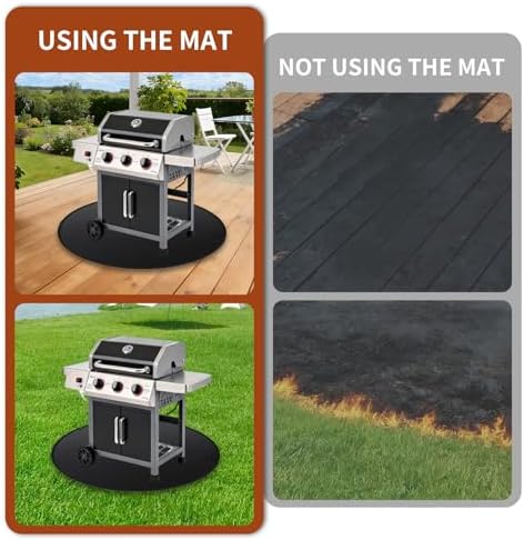 Garvee 36'' Fire Pit Mat, Double-Sided Fireproof Under Grill Deck Protector Mat, Round BBQ Fireplace Pad for Patio, Indoor Outdoor Use, Waterproof/Oil-Proof/Reusable, Black - Image 6