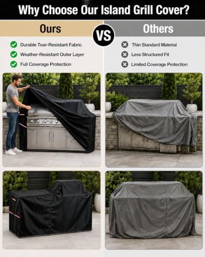 110 Inch Island Grill Cover - Extra Large Outdoor BBQ Island - 600D - Image 3