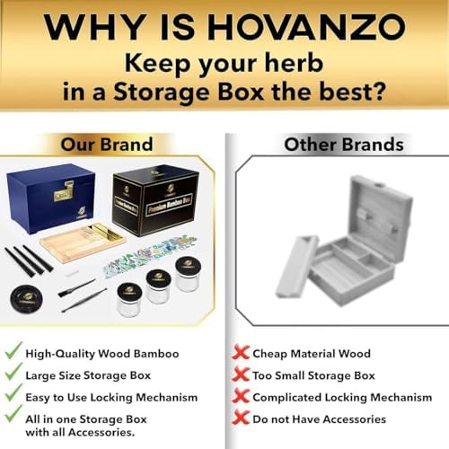 HOVANZO Premium Large Bamboo Storage Box with Organizer Tray - Decorative Box Set with Combination Lock - Large Wooden Container - Storage Wood Box for Accessories - Box Kit with Glass Jars - Image 2
