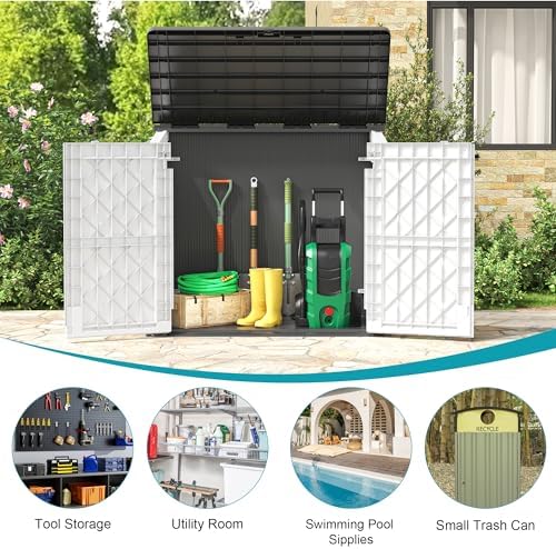 Outdoor Horizontal Storage Cabinet Box 36 Cu Ft with Lockable Doors, Outdoor Storage Shed Portable Waterproof for Backyard Garden - Image 2