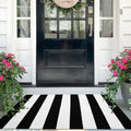 IOHOUZE 27.5x43 Striped Outdoor Door Mat, Washable Porch Rug, Black/White by iOhouze