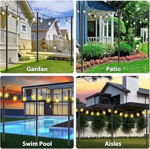 AILBTON 10Ft Exterior Light Poles 8 Pack, Durable Metal Light Posts for Outdoor Use, Equipped with Fixed Brackets for Yard, Terrace, Backyard and Garden Decor - Image 2