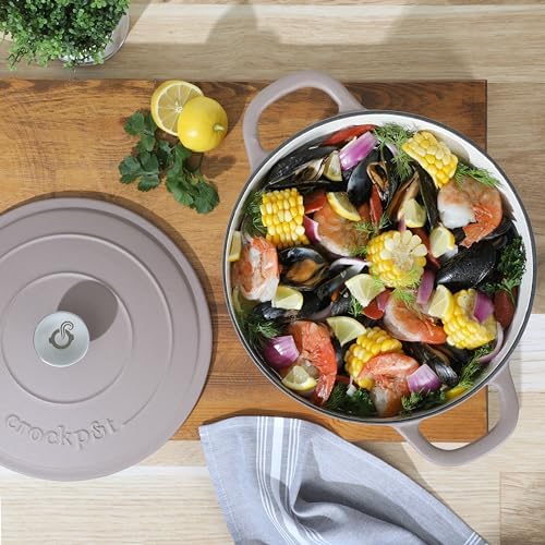 Crock Pot Artisan 7-Quart European Enameled Round Cast Iron Dutch Oven Pot With Lid - Matte Dusty Pink - Image 3