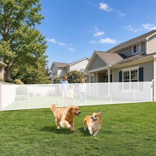 160" Extra Wide Retractable Baby Gates Dog Gate, 47" Tall Child Pet Safety Gate with Reinforced Strips for Stairs, Extra Long Garage Gates Mesh Fence for Driveway Decks Patio Outdoor Indoor by Pravoluxmax