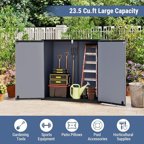 Tangkula 23.5 Cu.ft Outdoor Storage Shed with Lockable Door - Image 5