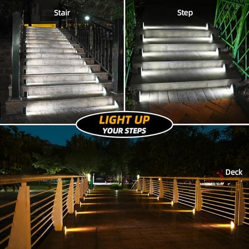 NIORSUN Solar Step Lights 16 Pack - Outdoor Stair Lights with 3000K Warm White & 6000K Cool Daylight, IP67 Waterproof, Auto On/Off, Super Bright for Deck, Patio, Steps - Image 6