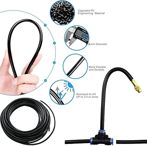 Outdoor Misting Cooling System Kit with Flexible Adjustable Nozzles & Flexible Misting Line & Filter, Patio Misters Mister System Drip Irrigation System for Outside Patio(Size:20m Tube+ 20 nozzles,) - Image 5