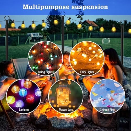 2 Pack String Light Poles,10 Ft Metal Poles with Fork for Outdoor String Lights,Outdoor Light Poles with Fork,Poles/Post/Stand for Outside,Patio,Deck,Backyard,Garden Wedding,Party - Image 3