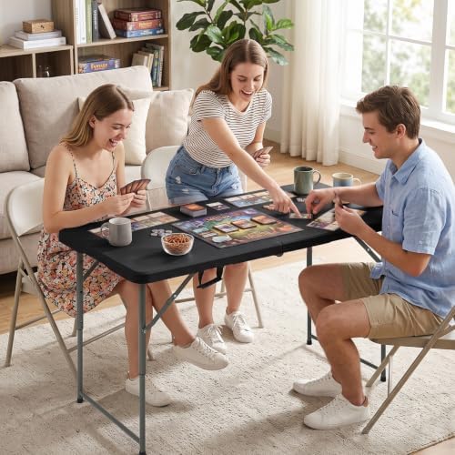 HKLGorg 4ft Folding Table, Adjustable Height Plastic Foldable Table, Black - Image 7