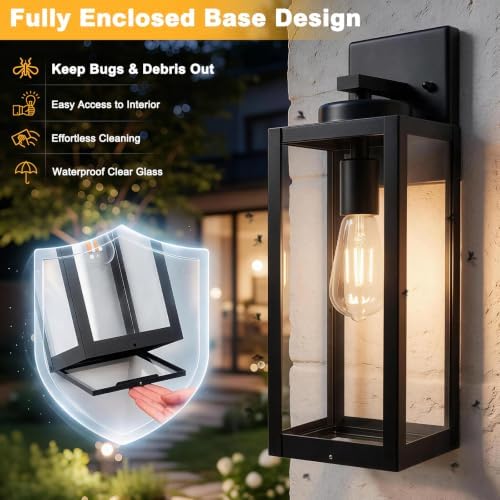 16" Fully Enclosed Outdoor Wall Light, Modern Exterior Lighting Fixtures - Image 2