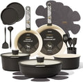CAROTE 21pcs Ceramic Cookware Set, Pots and Pans Set with Detachable Handle by CAROTE