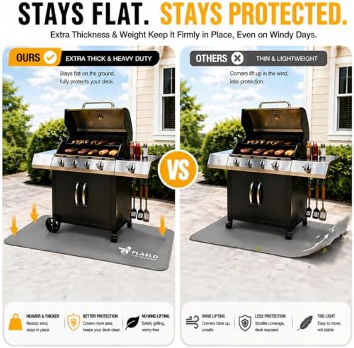 FLASLD Heavy-Duty Multi-Purpose Fireproof 24 X 42 inches Floor Mat for Indoor or Outdoor Use, Grill Pad for Fireplace, Kitchen Stove, CookTop and Hearth, Premium Deck and Patio Grill Mat, Gray - Image 4