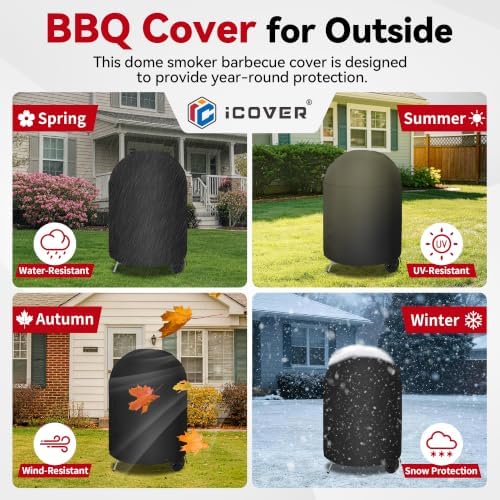 i COVER Round Grill Cover, 40" Dia x 34" H Smoker Cover, Kettle BBQ Cover - Image 7