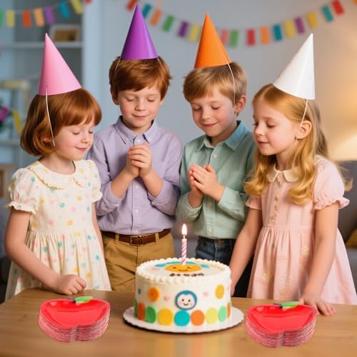 FOIMAS 50pcs Apple Shaped Paper Plates,Back to School Plates First Day of School Disposable Tableware Plate for Back to School Teacher Appreciation Party Supply - Image 6