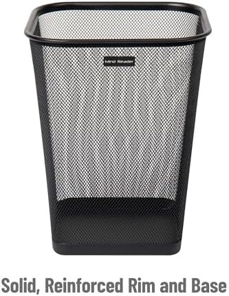 Mind Reader Mesh Trash Can, Waste Paper Basket, Square, Office, Metal Mesh, 9.75"L x 9.75"W x 12.25"H, Set of 2, Black - Image 4
