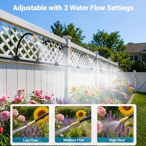 Thiswing 100FT Drip Irrigation System, 1/4" Tubing Automatic Misting Watering Kit with 18Pcs 360° Adjustable Nozzles, Garden Sprinkler for Yard, Lawn & Outdoor Plants﻿ - Image 3