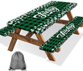 St. Patrick's Day Picnic Table Cover with Bench Covers, Camping Essentials, Buffalo Plaid Shamrock Lucky Outdoor Table Covers, Waterproof, Fitted Tablecloth Cover with Elastic Edge, 3 PCS, 30x60 Inch by Xguatan
