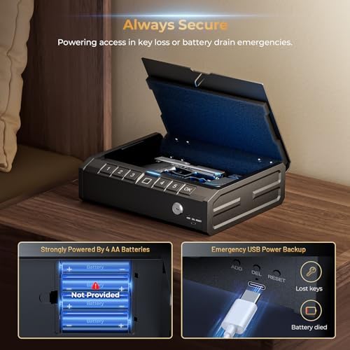 ONNAIS Iron PRO Biometric Fingerprint Gun Safe for Handgun with Keypad Lock - Image 6