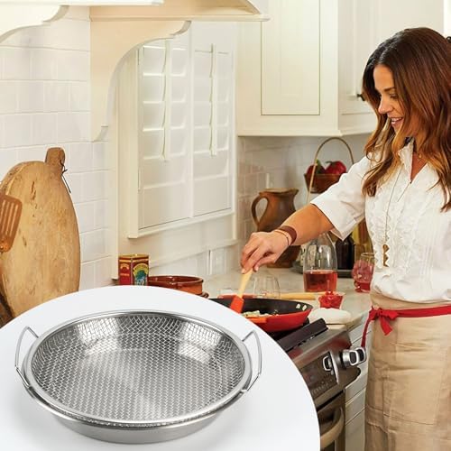 Oil Filter Tray, Stainless Steel Mesh Drain Basket Colanders Air Fryer Accessories for Fried Food Draining Rack Barbecue Grill Tray Net Draining Pan Strainer for Vegetable Dessert (8.7 Inch) - Image 7