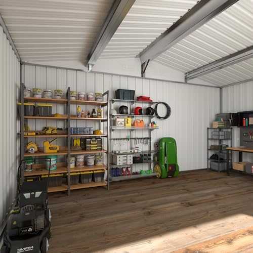 WKM 10x14 FT Outdoor Storage Shed for Backyard, Patio Lawn, White - Image 7