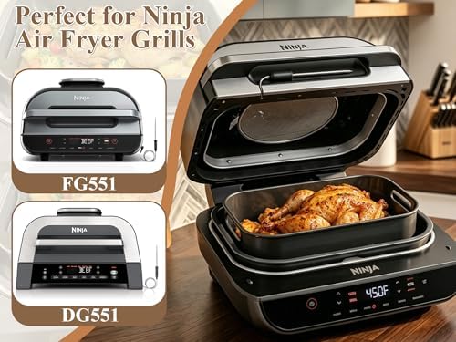 Combo Crisper Basket for Ninja Foodi FG551/DG551/DG651 Smart XL 6-in-1 Indoor Grill Accessories, Non-Stick Air Fryer Basket Replacement with 100 Pack Disposable Air Fryer Paper Liners - Image 5