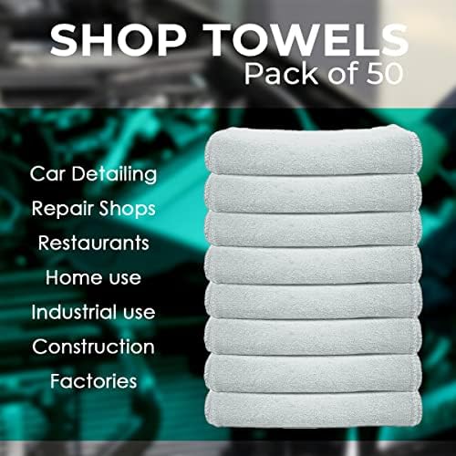 Avalon Towels Cotton Shop Rags – (Pack of 50) Size 12x14 Inches Cleaning Rags – Absorbent Shop Towels and Multipurpose Cleaning Towels for Automobiles, Industries, Garage and Homes (White) - Image 7