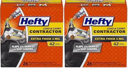 Hefty Heavy Duty Trash Bags, Large | 42 Gallon | For Contractors | 26 Count, Pack of 2 by Hefty