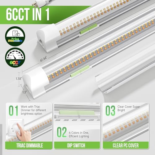 Dimmable LED Shop Lights 4FT,30W 4500LM,6CCT Tunable,Plug-in Garage Lights - Image 2