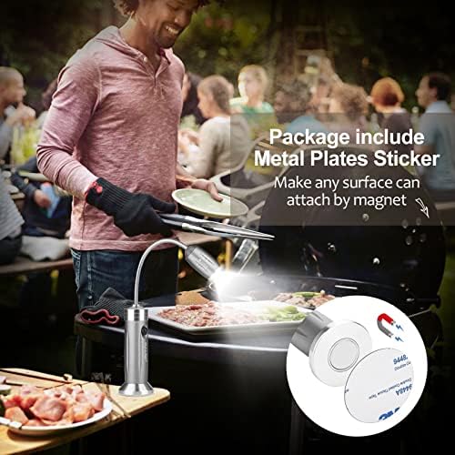 Magnetic Ultra-Bright Barbecue Grill Light with Super Bright LED Lights, Grilling Gifts for Men Dad, Flexible Gooseneck BBQ Light, Electric Grill Accessories-1 Pair (Silvery) - Image 6