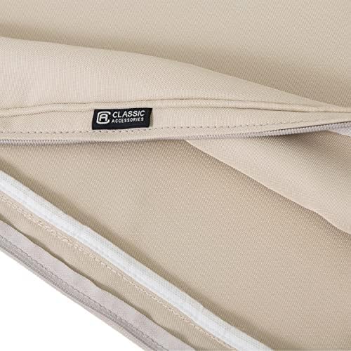 Classic Accessories Montlake Water-Resistant 19 x 20 x 4 Inch Outdoor Back Cushion Slip Cover, Patio Furniture Cushion Cover, Antique Beige, Patio Furniture Cushion Covers - Image 5