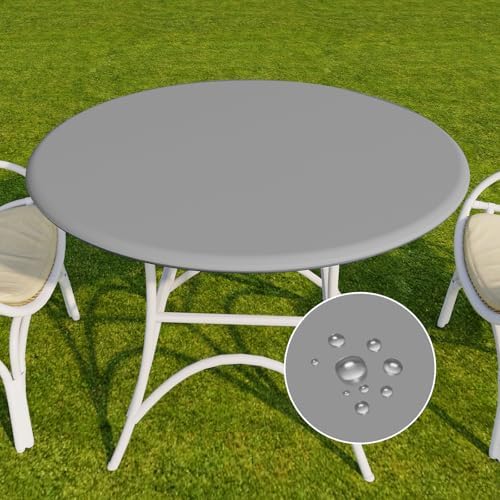 Romanstile Round Fitted Vinyl Tablecloth with Elastic Edge 100% Waterproof by Romanstile