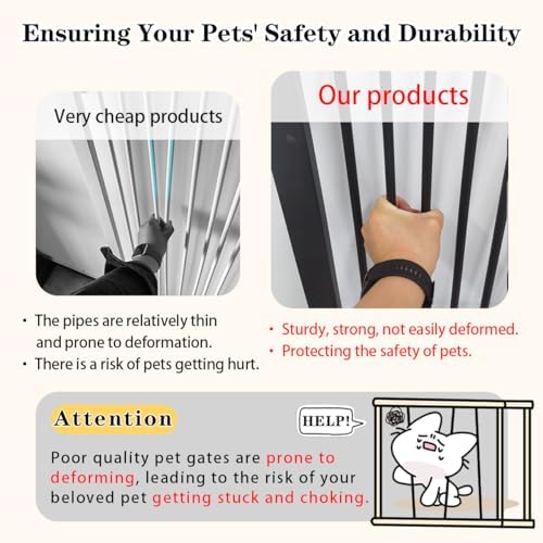 Lumizone 55.12" Extra Tall Pet Gate for Cat Dog 30.12"-38.38" Wide Black - Image 3