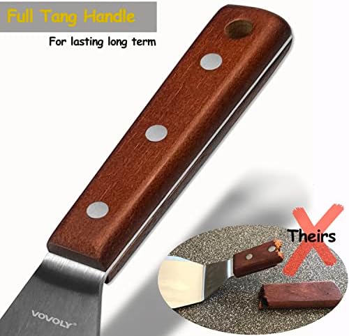 Professional Metal Spatula for Cast Iron Skillets and Flat Top Grills, Full Tang Wooden Handle,1.8mm Thick Stainless Steel Blade, Smash Burger Spatula Turner for Flipper, Cooking, BBQ, 4.7 x 2.7 Inch - Image 5