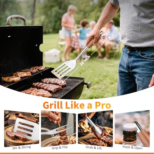RIKOJUXI Heavy Duty Stainless Steel BBQ Accessories Tools Set Grill Gift - Image 3