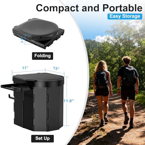 PAHTTO Portable Camping Toilet, Foldable Toilet for Adults with Detachable Phone Shelf and Toilet Paper Holder, Waterproof Porta Potty with Lid for Camping, Hiking, RV Travel, Road Trips - Image 6