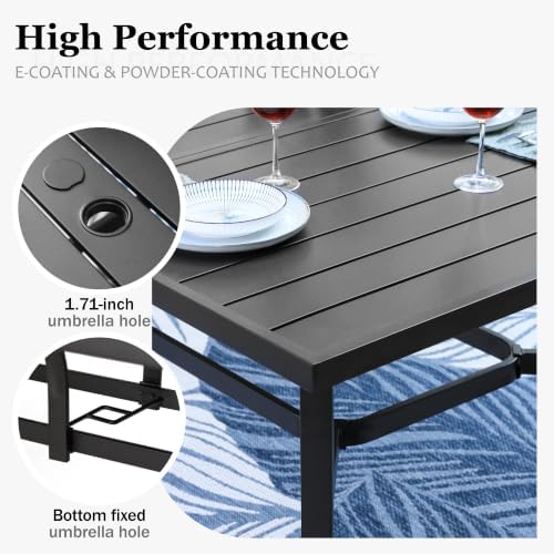 HERA'S HOUSE 9pc Outdoor Patio Dining Set for 8, Textilene Chairs, Red - Image 6