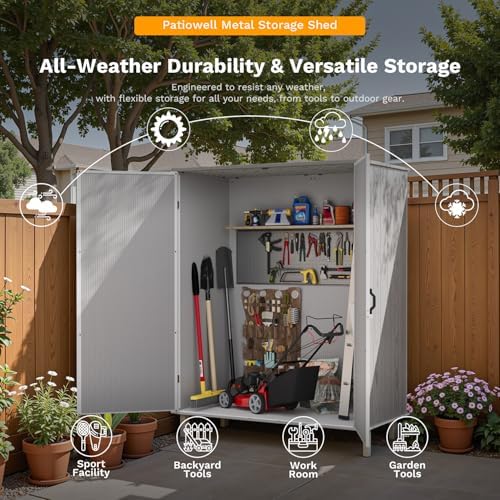 Patiowell 5X3 FT Plastic Outdoor Storage Shed with Floor, Resin Garden Shed - Image 4