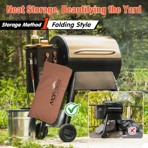 Foldable Grill Cover for Pit Boss 700FB 73700, Waterproof 600D Heavy Duty Wood Pellet Smoker Cover, Fade＆Tear Resistant Pellet Grill Cover for Lexington 500 540,Caramel - Image 2