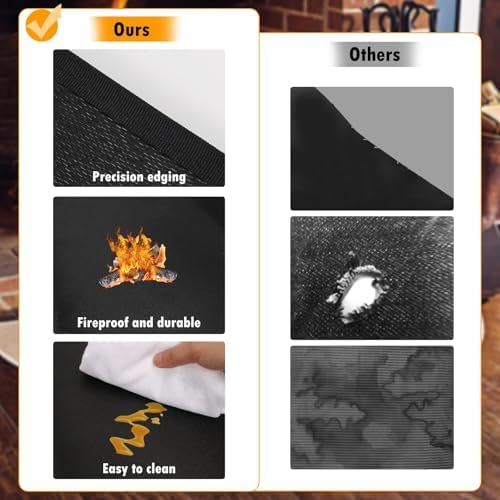 26x46inch Fireproof Hearth Mats for Fireplaces Fire Resistant Rectangle Fire Pit Mat,Fireproof Grill Pads,Under Grill Mat for Outdoor Charcoal, Smokers, Gas Grills, Deck and Patio Protective Mats - Image 4