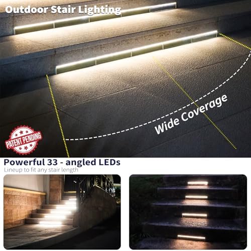 SHONELIGHTING Solar Step Lights Outside, 33 Focused LEDs, Stair Light, 1PK - Image 6