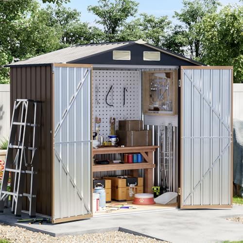 4 x 6 FT Metal Storage Shed for Backyard, Brown by Unknown
