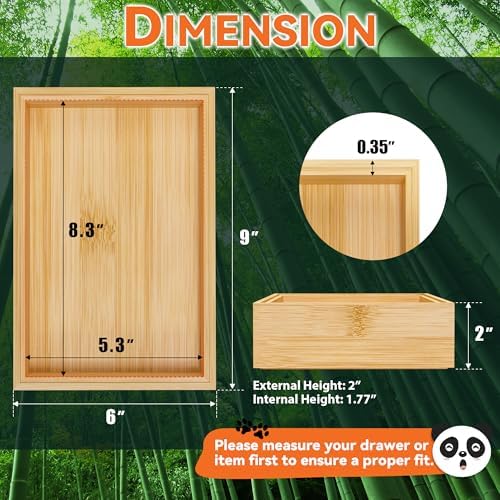 Lixple Bamboo Kitchen Drawer Organizer, 2 Pack, 9" x 6" x 2" - Image 2
